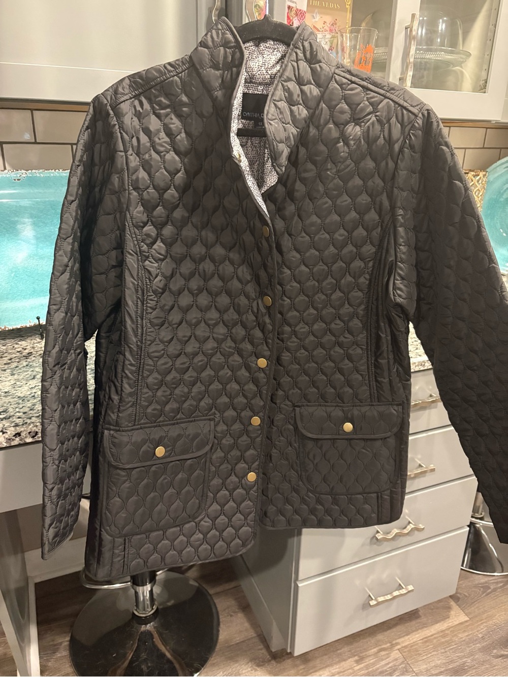 NWOT Quilted Black Women's Jacket with Snap Front